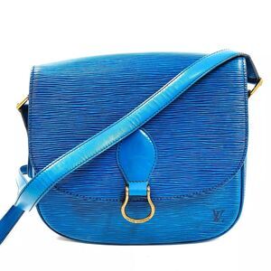 Authentic Louis Vuitton St Cloud Shoulder Crossbody Blue Leather  8905VI